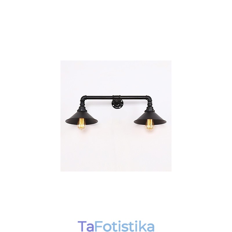 Φωτιστικά τοίχου 2 κεφαλών Retro Industrial Pipe Simple Loft Μαύρο Μεταλλικό Τραπεζαρία Κουζίνα Μπαρ Καφέ Διακόσμηση φωτισμού
