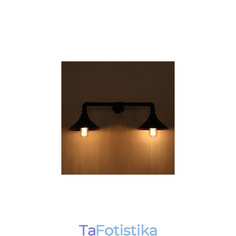 Φωτιστικά τοίχου 2 κεφαλών Retro Industrial Pipe Simple Loft Μαύρο Μεταλλικό Τραπεζαρία Κουζίνα Μπαρ Καφέ Διακόσμηση φωτισμού