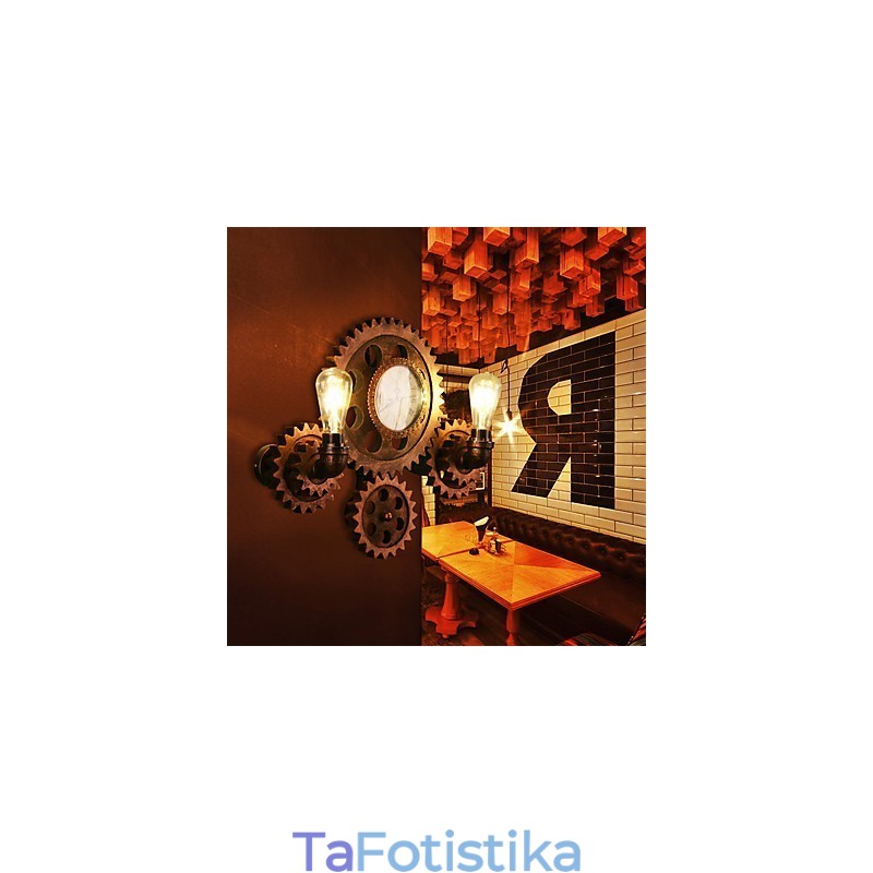 Vintage Βιομηχανικά Φωτιστικά Τοίχου Ξύλινο Γρανάζιο Σχήμα Δημιουργικά περιστρεφόμενα φώτα Εστιατορίου Cafe Bar Διακοσμητικός φωτισμός