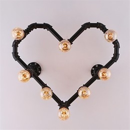 Vintage Water Pipe Loving Heart Δημιουργικά φωτιστικά τοίχου Βιομηχανικό σαλόνι Εστιατόριο Μπαρ Διακόσμηση καφετέριας Απλίκες τοίχου