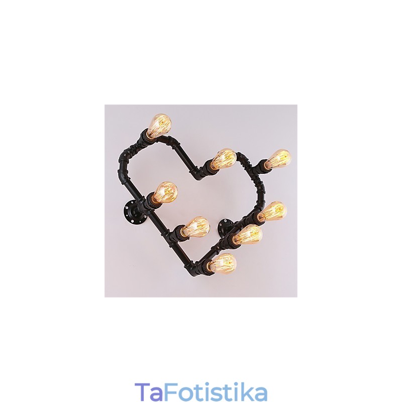 Vintage Water Pipe Loving Heart Δημιουργικά φωτιστικά τοίχου Βιομηχανικό σαλόνι Εστιατόριο Μπαρ Διακόσμηση καφετέριας Απλίκες τοίχου