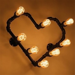 Vintage Water Pipe Loving Heart Δημιουργικά φωτιστικά τοίχου Βιομηχανικό σαλόνι Εστιατόριο Μπαρ Διακόσμηση καφετέριας Απλίκες τοίχου