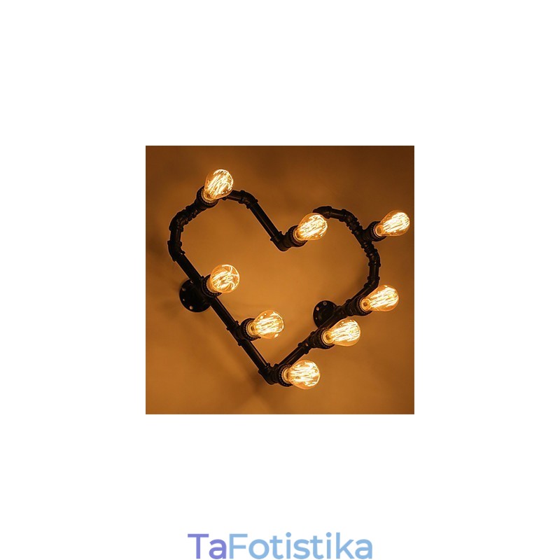 Vintage Water Pipe Loving Heart Δημιουργικά φωτιστικά τοίχου Βιομηχανικό σαλόνι Εστιατόριο Μπαρ Διακόσμηση καφετέριας Απλίκες τοίχου