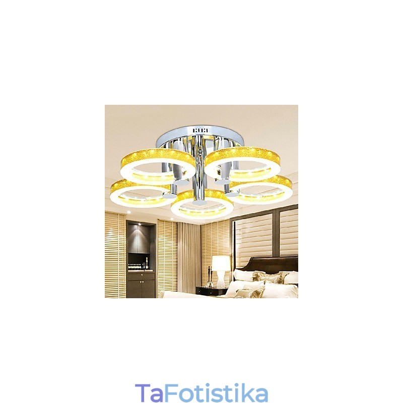Απλός ακρυλικός πολυέλαιος με 5 φώτα (Chrome Finish)