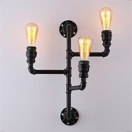 Vintage Industrial Pipe Φωτιστικά τοίχου Μαύρα Creative Lights Εστιατόριο Cafe Bar Διακοσμητικός φωτισμός με 3 ανοιχτόχρωμο φινίρισμα