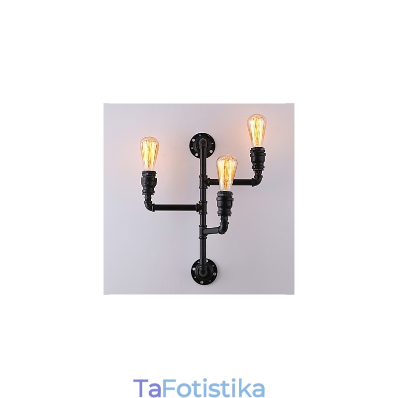 Vintage Industrial Pipe Φωτιστικά τοίχου Μαύρα Creative Lights Εστιατόριο Cafe Bar Διακοσμητικός φωτισμός με 3 ανοιχτόχρωμο φινίρισμα