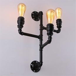 Vintage Industrial Pipe Φωτιστικά τοίχου Μαύρα Creative Lights Εστιατόριο Cafe Bar Διακοσμητικός φωτισμός με 3 ανοιχτόχρωμο φινίρισμα