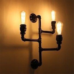 Vintage Industrial Pipe Φωτιστικά τοίχου Μαύρα Creative Lights Εστιατόριο Cafe Bar Διακοσμητικός φωτισμός με 3 ανοιχτόχρωμο φινίρισμα