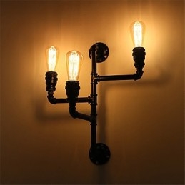 Vintage Industrial Pipe Φωτιστικά τοίχου Μαύρα Creative Lights Εστιατόριο Cafe Bar Διακοσμητικός φωτισμός με 3 ανοιχτόχρωμο φινίρισμα