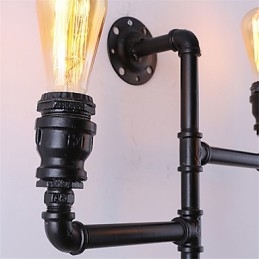 Vintage Industrial Pipe Φωτιστικά τοίχου Μαύρα Creative Lights Εστιατόριο Cafe Bar Διακοσμητικός φωτισμός με 3 ανοιχτόχρωμο φινίρισμα