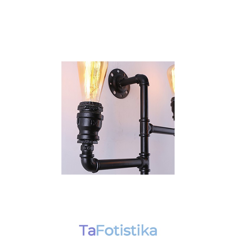 Vintage Industrial Pipe Φωτιστικά τοίχου Μαύρα Creative Lights Εστιατόριο Cafe Bar Διακοσμητικός φωτισμός με 3 ανοιχτόχρωμο φινίρισμα