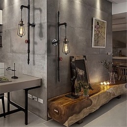 Retro Industrial Pipe Φωτιστικά τοίχου Simple Loft Black Birdcage Μεταλλικό Σαλόνι Τραπεζαρία Κουζίνα Μπαρ Καφέ Διακόσμηση φωτισμού