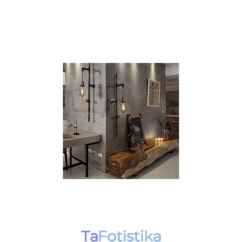 Retro Industrial Pipe Φωτιστικά τοίχου Simple Loft Black Birdcage Μεταλλικό Σαλόνι Τραπεζαρία Κουζίνα Μπαρ Καφέ Διακόσμηση φωτισμού