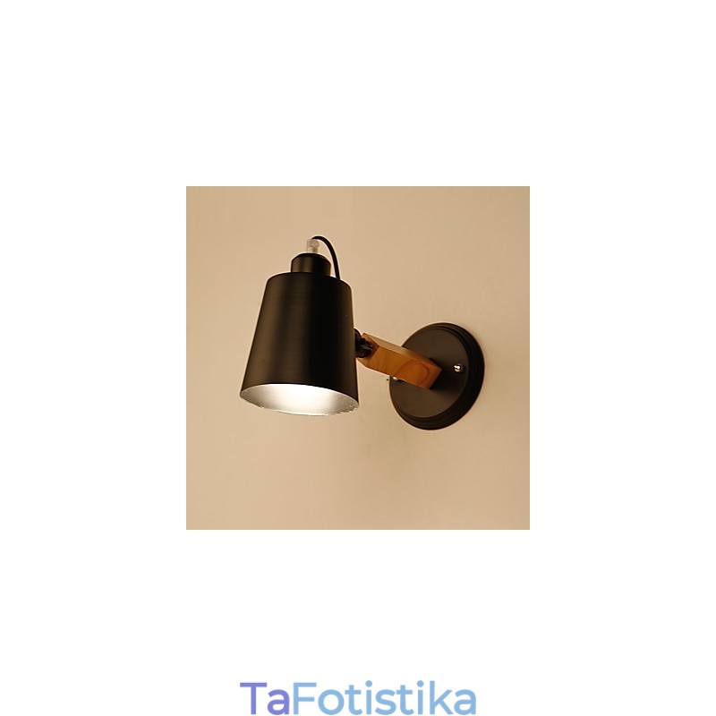 Vintage Wood Art Deco Metal Μεταλλικό Ρουστίκ Απλίκα Τοίχου Σαλόνι Τραπεζαρία Διαδρόμου Επιτοίχιο Φωτιστικό Μαύρο Λευκό Προαιρετικό
