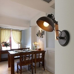 Vintage Wood Art Deco Metal Μεταλλικό Ρουστίκ Απλίκα Τοίχου Σαλόνι Τραπεζαρία Διαδρόμου Επιτοίχιο Φωτιστικό Μαύρο Λευκό Προαιρετικό