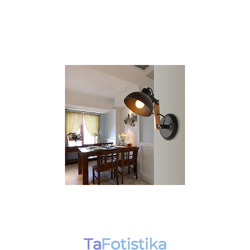 Vintage Wood Art Deco Metal Μεταλλικό Ρουστίκ Απλίκα Τοίχου Σαλόνι Τραπεζαρία Διαδρόμου Επιτοίχιο Φωτιστικό Μαύρο Λευκό Προαιρετικό