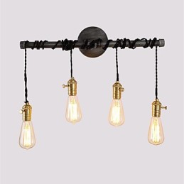 Vintage Industrial Pipe Φωτάκια τοίχου με διακόπτη Creative Lights Εστιατόριο Cafe Bar Διακοσμητικός φωτισμός με 4 ανοιχτόχρωμο φινίρισμα