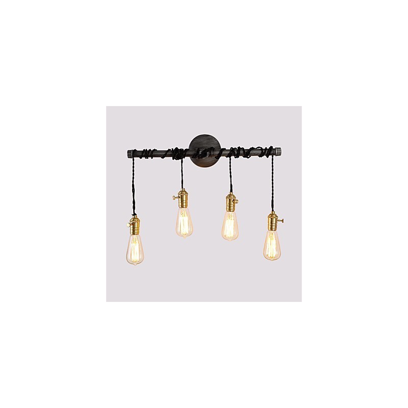 Vintage Industrial Pipe Φωτάκια τοίχου με διακόπτη Creative Lights Εστιατόριο Cafe Bar Διακοσμητικός φωτισμός με 4 ανοιχτόχρωμο φινίρισμα