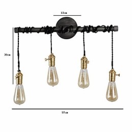 Vintage Industrial Pipe Φωτάκια τοίχου με διακόπτη Creative Lights Εστιατόριο Cafe Bar Διακοσμητικός φωτισμός με 4 ανοιχτόχρωμο φινίρισμα