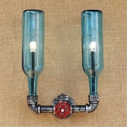 Retro Industrial Wind Switch Επιτοίχιο Φωτιστικό Μπουκαλιού Νερού Ανοιχτό μπλε