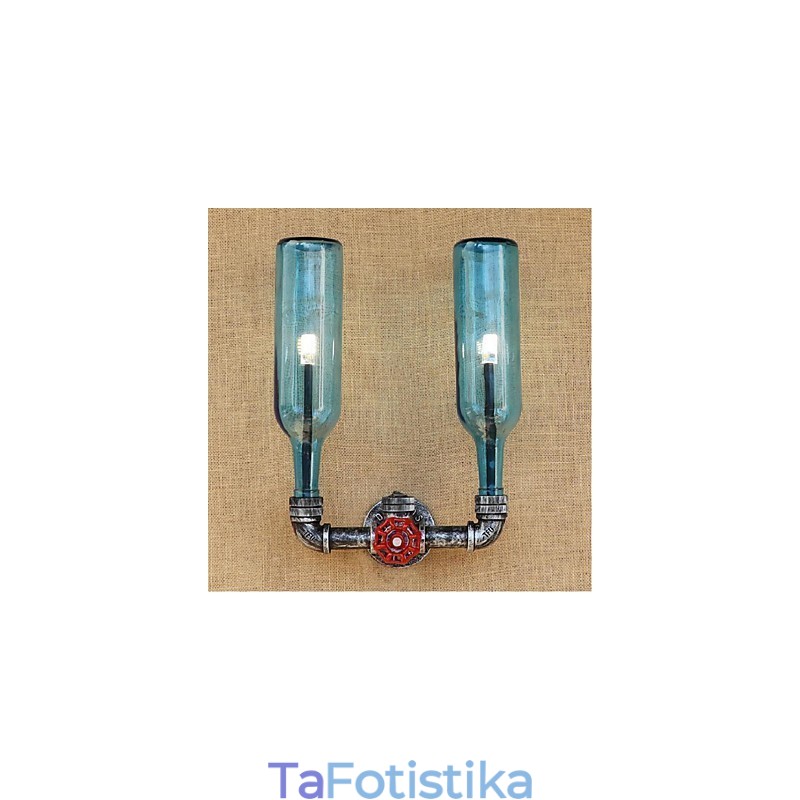 Retro Industrial Wind Switch Επιτοίχιο Φωτιστικό Μπουκαλιού Νερού Ανοιχτό μπλε