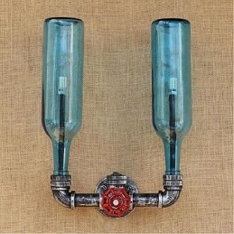 Retro Industrial Wind Switch Επιτοίχιο Φωτιστικό Μπουκαλιού Νερού Ανοιχτό μπλε