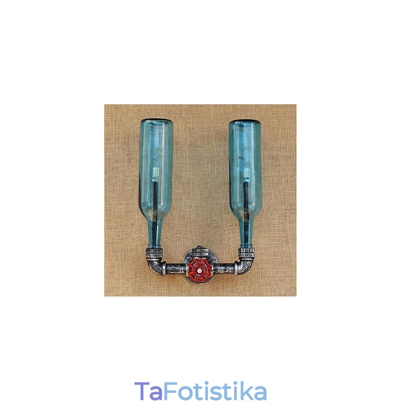Retro Industrial Wind Switch Επιτοίχιο Φωτιστικό Μπουκαλιού Νερού Ανοιχτό μπλε