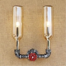 Retro Industrial Wind Switch Επιτοίχιο Φωτιστικό Μπουκαλιού Νερού Ανοιχτό Κεχριμπάρι
