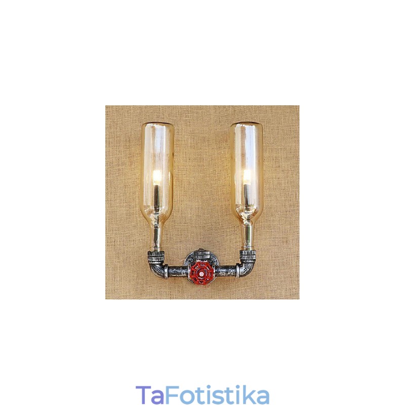 Retro Industrial Wind Switch Επιτοίχιο Φωτιστικό Μπουκαλιού Νερού Ανοιχτό Κεχριμπάρι
