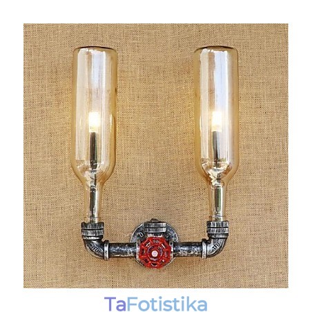 Retro Industrial Wind Switch Επιτοίχιο Φωτιστικό Μπουκαλιού Νερού Ανοιχτό Κεχριμπάρι Retro Industrial Wind Switch Επιτοίχιο Φωτιστικό Μπουκαλιού Νερού Ανοιχτό Κεχριμπάρι