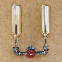 Retro Industrial Wind Switch Επιτοίχιο Φωτιστικό Μπουκαλιού Νερού Ανοιχτό Κεχριμπάρι