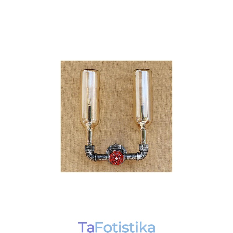 Retro Industrial Wind Switch Επιτοίχιο Φωτιστικό Μπουκαλιού Νερού Ανοιχτό Κεχριμπάρι