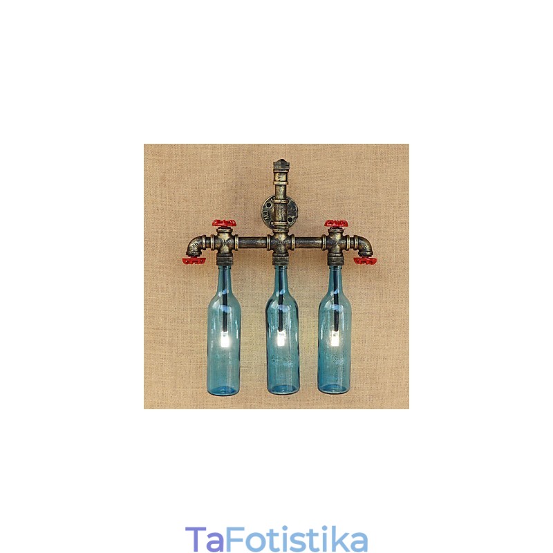 Retro Industrial Wind Switch Επιτοίχιο Φωτιστικό Μπουκαλιού Νερού Ανοιχτό μπλε