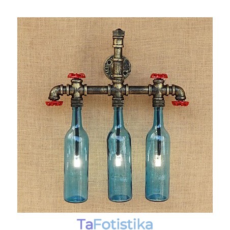 Retro Industrial Wind Switch Επιτοίχιο Φωτιστικό Μπουκαλιού Νερού Ανοιχτό μπλε Retro Industrial Wind Switch Επιτοίχιο Φωτιστικό Μπουκαλιού Νερού Ανοιχτό μπλε