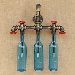 Retro Industrial Wind Switch Επιτοίχιο Φωτιστικό Μπουκαλιού Νερού Ανοιχτό μπλε