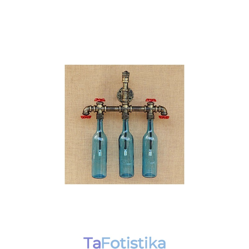 Retro Industrial Wind Switch Επιτοίχιο Φωτιστικό Μπουκαλιού Νερού Ανοιχτό μπλε