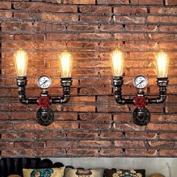 2 Heads Vintage Industrial Μεταλλικά Φωτιστικά Τοίχου Εστιατορίου Cafe Bar Διακοσμητικός φωτισμός