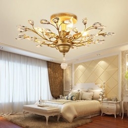Vintage Crystal Flush Mount Metal Painting Μαύρο Ή Χρυσό