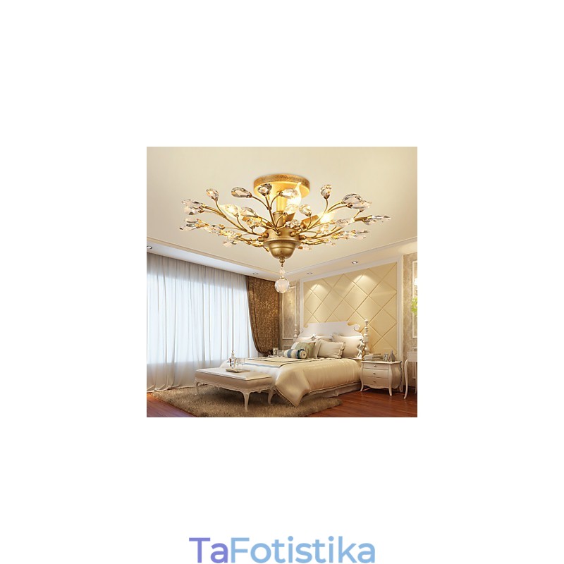 Vintage Crystal Flush Mount Metal Painting Μαύρο Ή Χρυσό