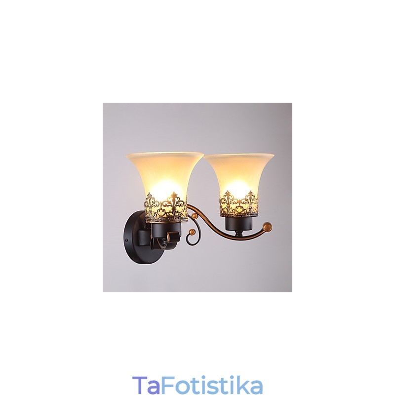 Double Head Amercian Countryside Vintage Metal με γυάλινο επιτοίχιο φωτιστικό για την καντίνα Σαλόνι Είσοδος Φουαγιέ Διακοσμητικό επιτοίχιο φωτιστικό