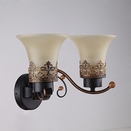 Double Head Amercian Countryside Vintage Metal με γυάλινο επιτοίχιο φωτιστικό για την καντίνα Σαλόνι Είσοδος Φουαγιέ Διακοσμητικό επιτοίχιο φωτιστικό
