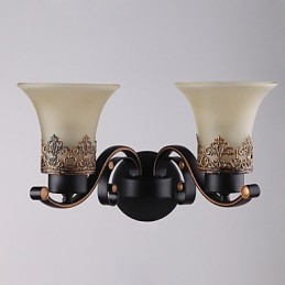 Double Head Amercian Countryside Vintage Metal με γυάλινο επιτοίχιο φωτιστικό για την καντίνα Σαλόνι Είσοδος Φουαγιέ Διακοσμητικό επιτοίχιο φωτιστικό