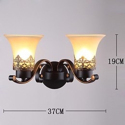 Double Head Amercian Countryside Vintage Metal με γυάλινο επιτοίχιο φωτιστικό για την καντίνα Σαλόνι Είσοδος Φουαγιέ Διακοσμητικό επιτοίχιο φωτιστικό