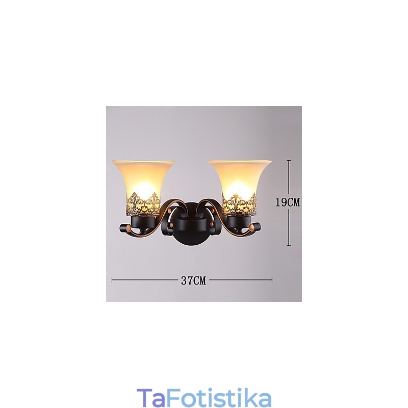 Double Head Amercian Countryside Vintage Metal με γυάλινο επιτοίχιο φωτιστικό για την καντίνα Σαλόνι Είσοδος Φουαγιέ Διακοσμητικό επιτοίχιο φωτιστικό