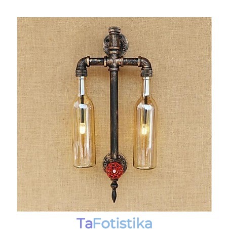 Αμερικάνικο θεματικό Εστιατόριο Bar Iron With Switch Water Pipe Μπουκάλι Κρασιού Επιτοίχιο Φωτιστικό Κεχριμπάρι Αμερικάνικο θεματικό Εστιατόριο Bar Iron With Switch Water Pipe Μπουκάλι Κρασιού Επιτοίχιο Φωτιστικό Κεχριμπάρι