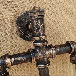 Αμερικάνικο θεματικό Εστιατόριο Bar Iron With Switch Water Pipe Μπουκάλι Κρασιού Επιτοίχιο Φωτιστικό Κεχριμπάρι