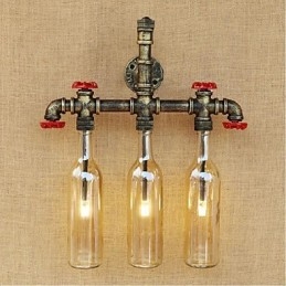 Retro Industrial Wind Switch Επιτοίχιο Φωτιστικό Μπουκαλιού Νερού Ανοιχτό Κεχριμπάρι