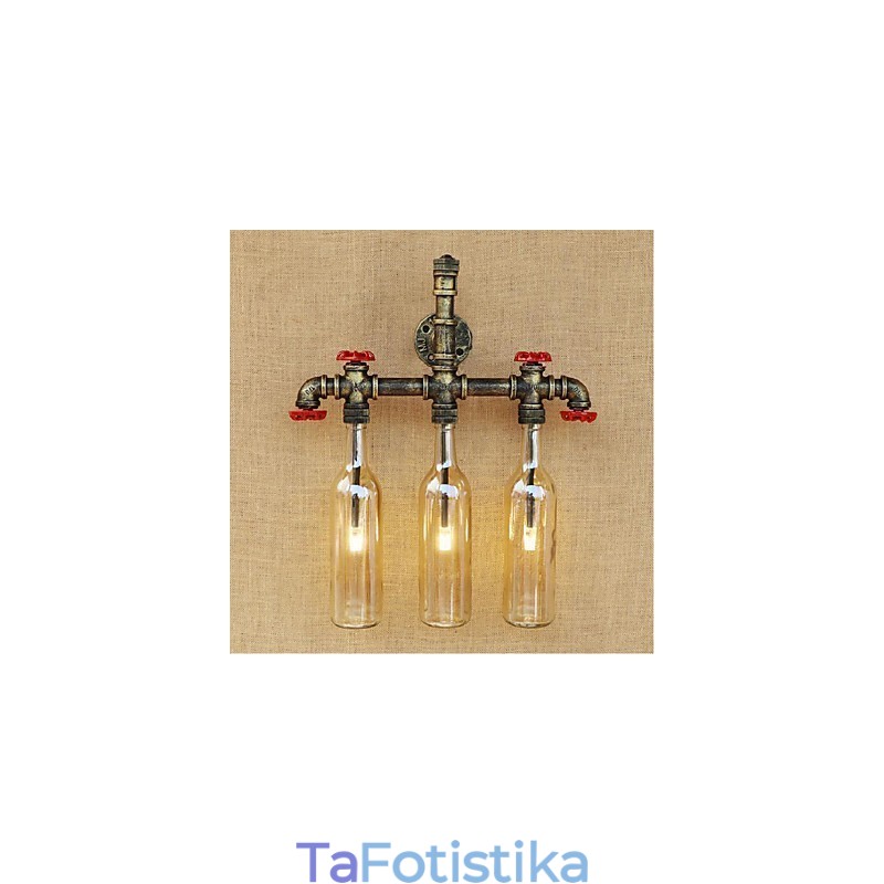 Retro Industrial Wind Switch Επιτοίχιο Φωτιστικό Μπουκαλιού Νερού Ανοιχτό Κεχριμπάρι
