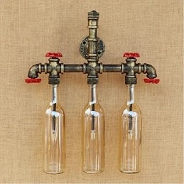 Retro Industrial Wind Switch Επιτοίχιο Φωτιστικό Μπουκαλιού Νερού Ανοιχτό Κεχριμπάρι