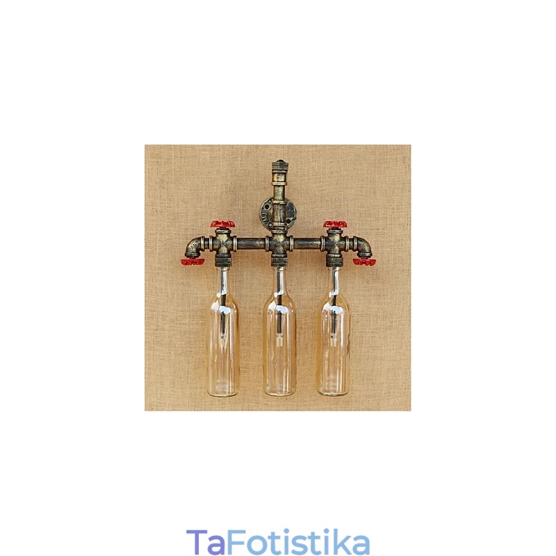 Retro Industrial Wind Switch Επιτοίχιο Φωτιστικό Μπουκαλιού Νερού Ανοιχτό Κεχριμπάρι